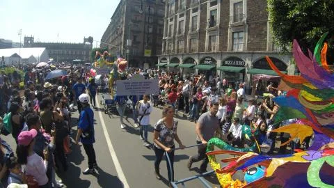 Alebrije parade in Mexico City street Stock Photos