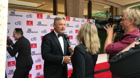 Alec Baldwin being interviewed Stock Footage 95306907