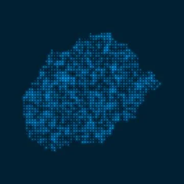 Alegranza dotted glowing map. Shape of the island with blue bright bulbs. V.. Illustrazione stock