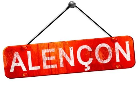 Alencon, 3D rendering, a red hanging sign Stock Illustration