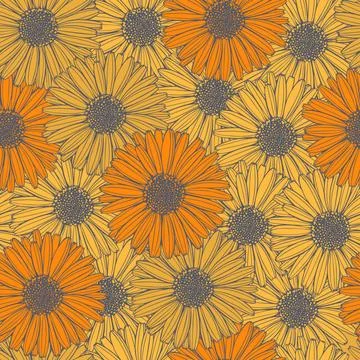 ?alendula flowers. Vector  seamless pattern Stock Illustration