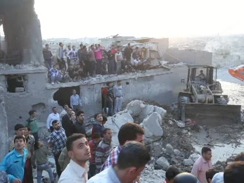 Aleppo Bombing Aftermath  Stock Footage 12614483