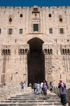 Aleppo castle gate Stock Photos