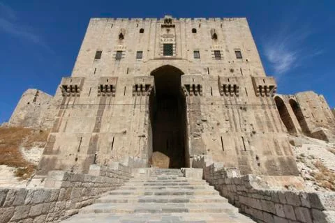 Aleppo Citadel Main Gate 스톡 사진