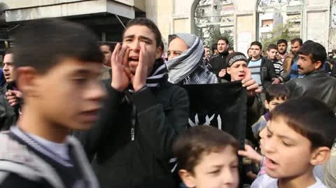 Aleppo Protest  Stock Footage 12766886