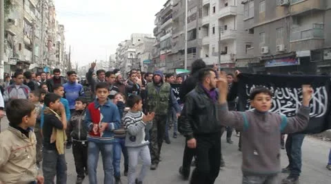 Aleppo Protest Stock Footage 12766910