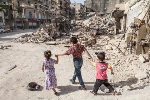 Aleppo - refugees, war Stock Photos