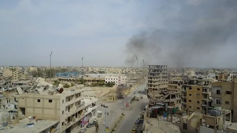 Aleppo, Syria war, 4K drone clip Stock Footage