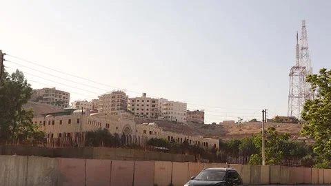Aleppo War Strategic Broadcast District Syria Urban Ruins Communication Towers 库存影片 333235940