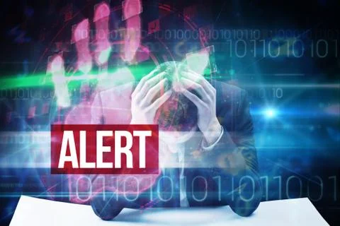 Alert against red technology hand print design Stockillustratie
