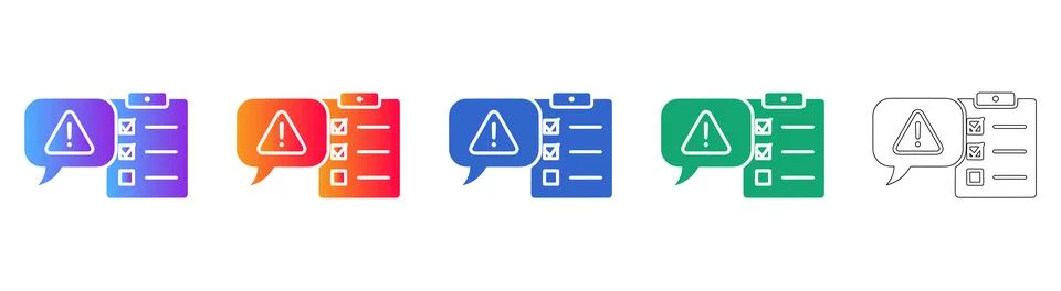 Alert and Checklist Document Icon Set Stock Illustration