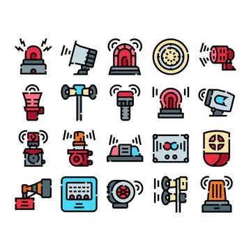 Alert and warning system icons collection Stock Illustration