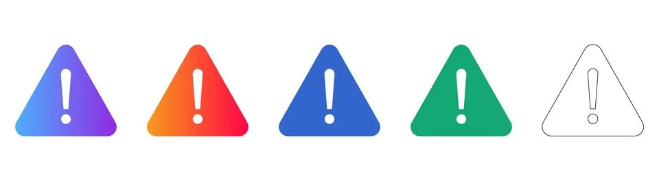Alert and Warning Triangle with Exclamation Mark Icons Stock Illustration