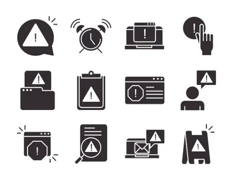 Alert, attention danger exclamation mark precaution silhouette style design 스톡 일러스트