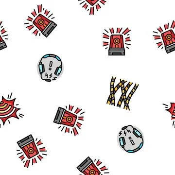 Alert attention signal caution vector seamless pattern 스톡 일러스트