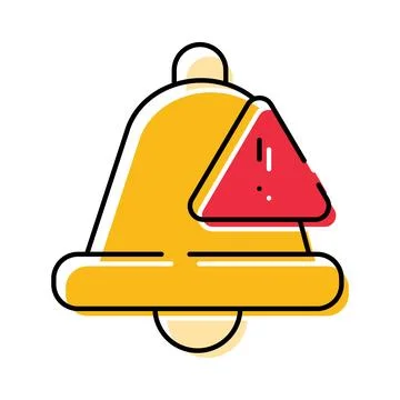 Alert bell icon displaying important notification warning Stock Illustration