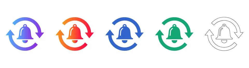 Alert Bell with Refresh Icons for Notifications Stock Illustration