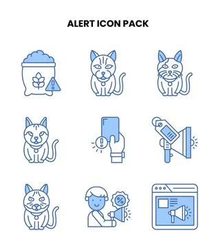 Alert Blue Color Vector Icons Pack 스톡 일러스트