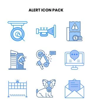 Alert Blue Design Icons Pack Ilustración de archivo