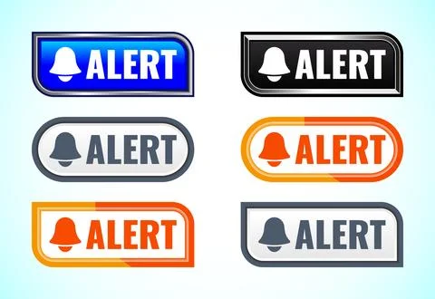 Alert button set of different shapes and colors. Suitable for mobile app, a.. Stock Illustration