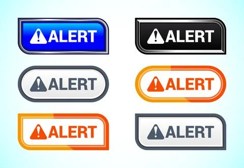 Alert button set of different shapes and colors. Suitable for mobile app, a.. Stockillustratie