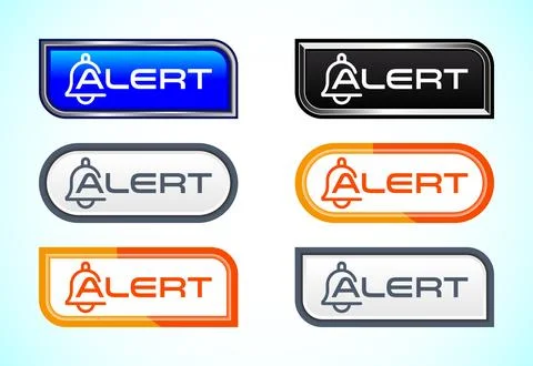 Alert button set of different shapes and colors. Suitable for mobile app, a.. Stockillustratie