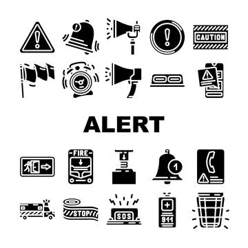 Alert caution error danger icons set vector Illustrazione stock