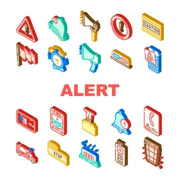 Alert caution error danger icons set vector Stock Illustration