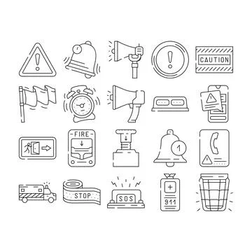Alert caution error danger icons set vector Stock Illustration