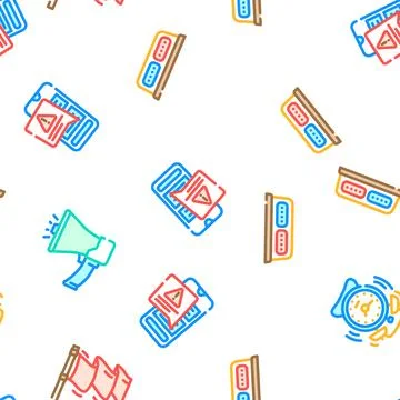 Alert caution error danger vector seamless pattern Stock Illustration