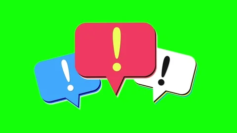 Alert Chat Bubble Animation with Exclamation Marks, Colorful Warning Popups.. Video stock 310948878