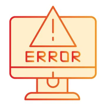Alert on computer flat icon. Computer error orange icons in trendy flat style Stock Illustration