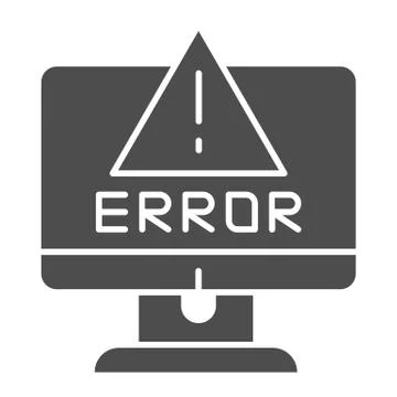 Alert on computer solid icon. Computer error vector illustration isolated on Stock Illustration