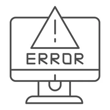 Alert on computer thin line icon. Computer error vector illustration isolated on Stock Illustration