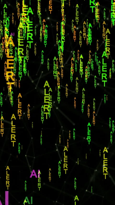 Alert  computing data code on the web vertical video Stock Footage 313407474
