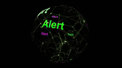 Alert concept on rotating sphere Stock Footage 158645362