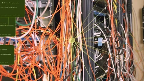 On alert, dense cables static while yellow marker expanding and green boxes Stock Footage 335404327