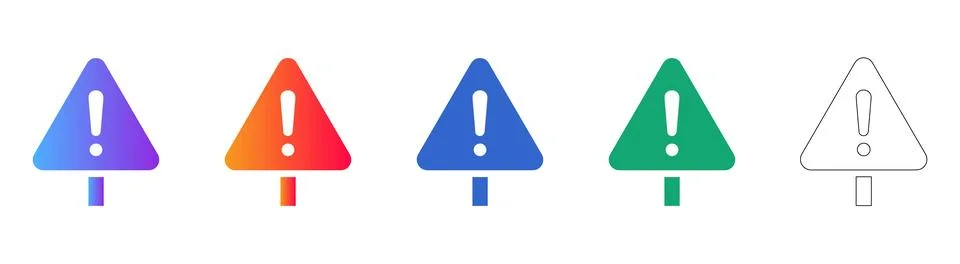 Alert Exclamation Triangle Icons Set Stock Illustration