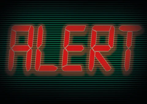 Alert failure red on computer screen with warning against cyber crime 스톡 일러스트