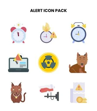 Alert Flat Design Icons Pack Stock Illustration