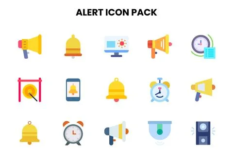 Alert Flat Icons Pack Stock Illustration