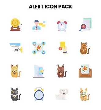 Alert Flat Icons Pack Stock Illustration