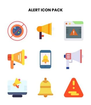 Alert Flat Icons Pack Stock Illustration