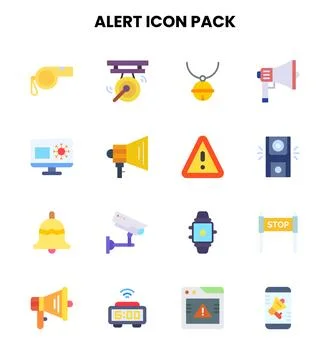 Alert Flat Icons Pack Stock Illustration