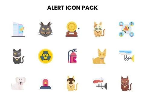 Alert Flat Icons Pack Stock Illustration