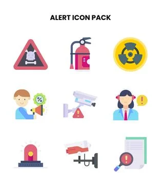 Alert Flat Scalable Icons Pack Illustrazione stock
