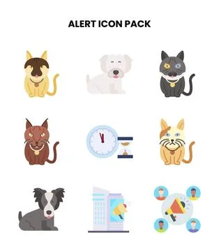 Alert Flat Scalable Icons Pack Stock Illustration