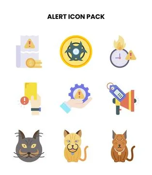 Alert Flat Set Icons Pack Stock Illustration