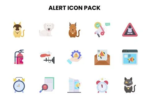 Alert Flat SVG Icons Pack Stock Illustration