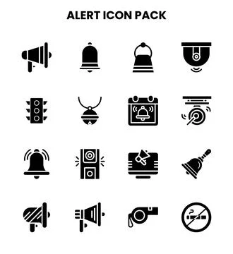 Alert Glyph Bundle Icons Pack Stock Illustration